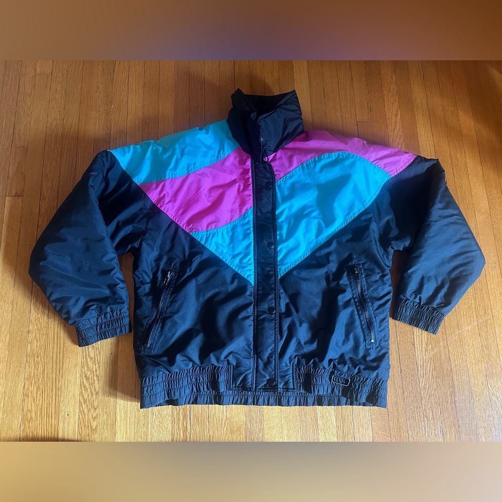 Vintage 80s Femme Nylon Kent Street Colorblock Puffer, Size M